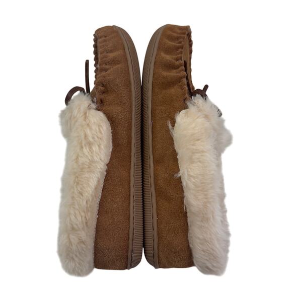 J. Crew Suede Leather Faux Fur Sherpa Lined Slip On Cozy Slippers Women's Size 7 - Picture 5 of 10